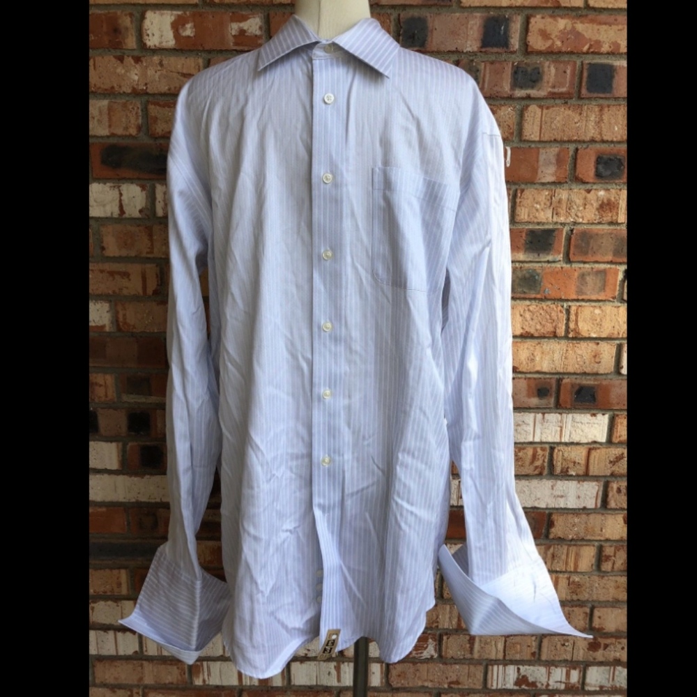 Pronto Uomo White Striped Shirt French Cuffs